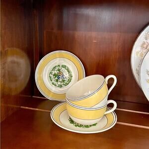 VTG Royal Adams Titian Ware Hand-Painted Cups & Saucers (Set of 2) | Circa 1910